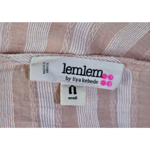 Lem Lem Striped V Neck Blouse Pink Cotton Size Small - Picture 10 of 13